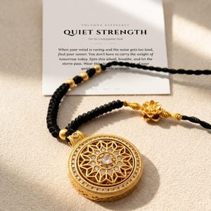 Fidget Spinner Necklace Reversible Gold Mandala, Zircon Starry Window Lotus Pendant, Spiritual Jewelry