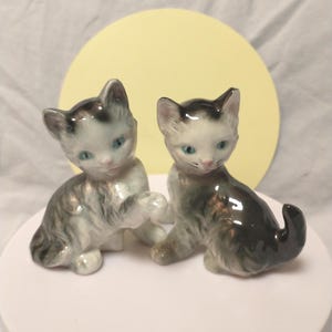 Vintage Tabby Cat Figurines: E&R Golden Crown, Germany