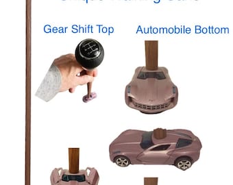 Unique Automobile Walking Cane - Oak Shaft,  Gear Shift Knob, Car Replica Base - a Collector Gift