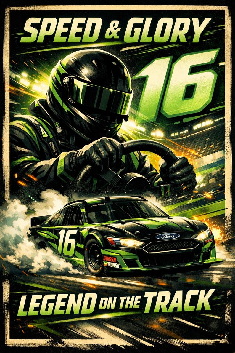 Racing Legend Poster | Speed & Glory Wall Art | NASCAR Inspired Digital ...