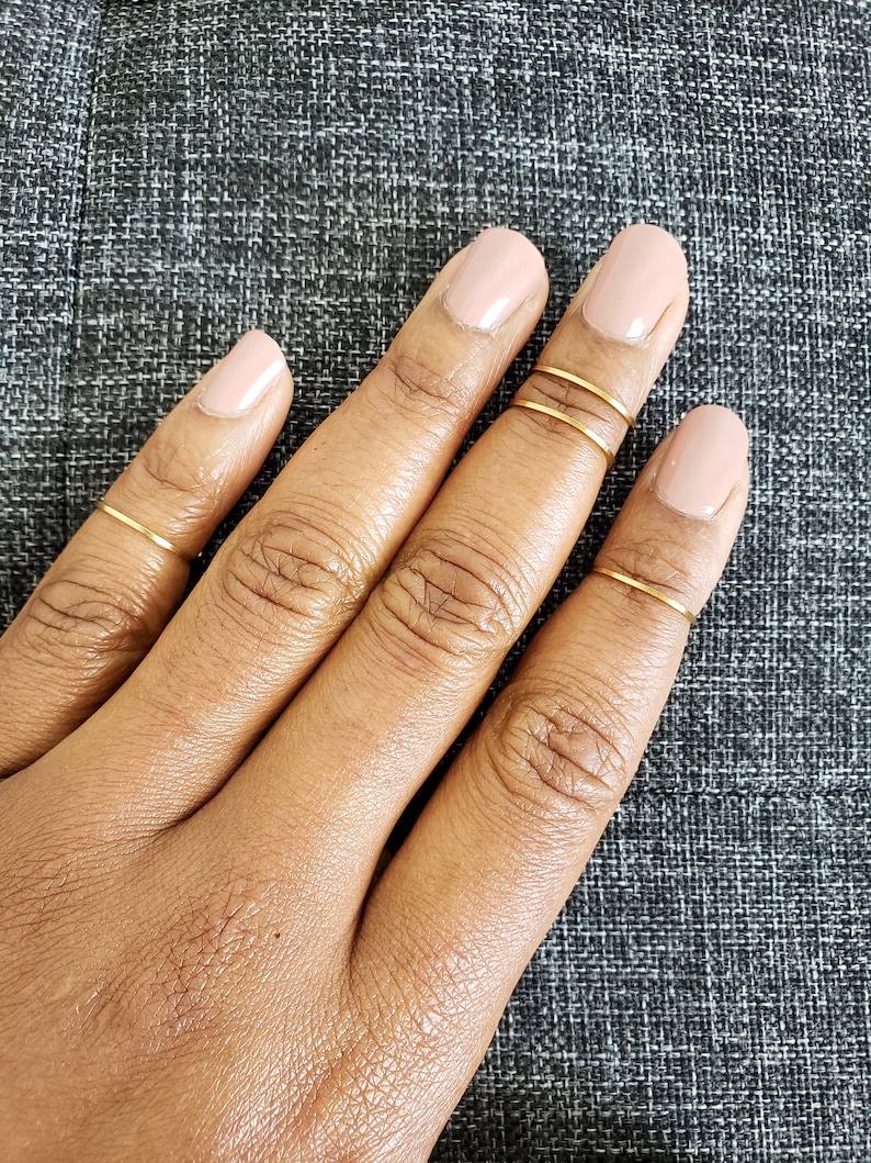 Above The Knuckle Rings Dainty Midi Rings Edgy Statement Rings Slim Stacking rings Brass Midi Ring set 4 Adjustable Midi Rings Set