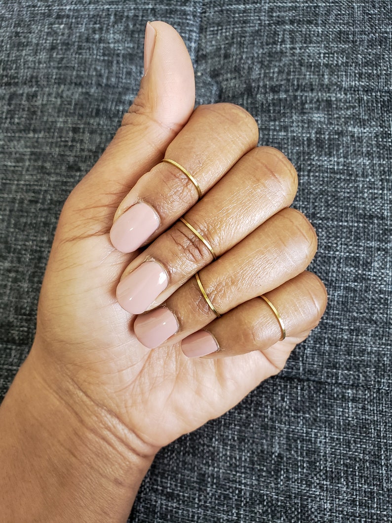 Above The Knuckle Rings Dainty Midi Rings Edgy Statement Rings Slim Stacking rings Brass Midi Ring set 4 Adjustable Midi Rings Set