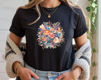 Watercolor Floral Bouquet Tee | Rose Peony Wildflower Illustration