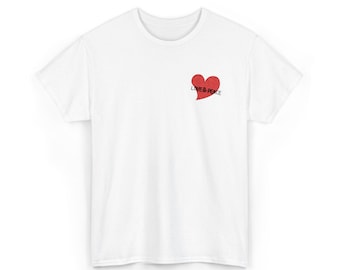 Red Heart Floral Chest Embroidered T-Shirt | Love & Peace Design