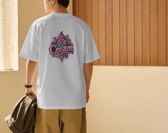 Retro Ice Cream Logo T-Shirt | Back Print Summer Cotton Tee