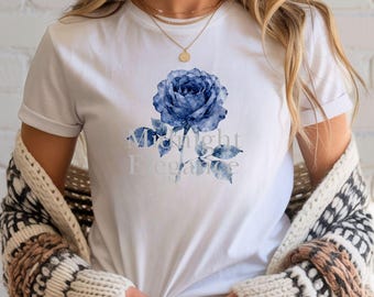 Blue Rose Floral Elegance T-Shirt