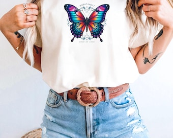 Colorful Butterfly T-shirt | Rainbow Monarch Graphic Tee