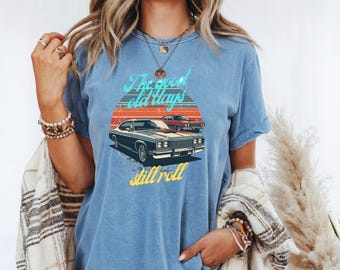 Retro Muscle Car T-shirt | Vintage Sunset Racecar Graphic