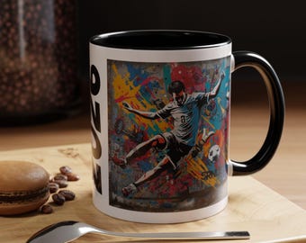 Soccer Graffiti 2026 Coffee Mug | Accent Black Handle Interior