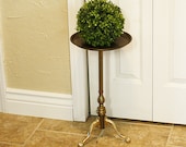 Vintage Brass Metal Plant Stand - Ornate - Home Decor - Metal Claw Foot