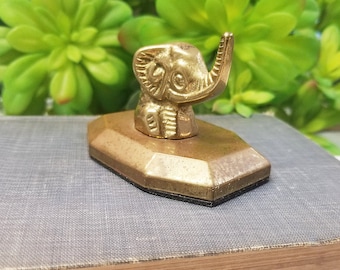 Vintage Metal Elephant Paperweight, Office Decor, Home Decor, Aged, Gold Metal Elephant #3053
