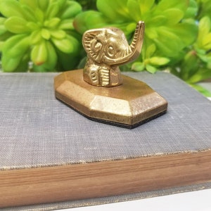 Vintage Metal Elephant Paperweight, Office Decor, Home Decor, Aged, Gold Metal Elephant #3053