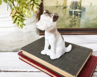 Vintage Ceramic Brown and White Dog Figurine, Japan, Vintage Dog Knick Knack, Home Decor, Office Decor, #3776