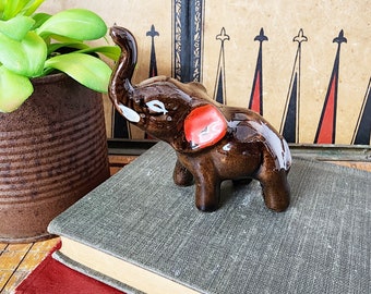 Vintage Brown Ceramic Elephant Figurine, Japan, No Chips, Elephant Knick Knack, Home Accent, #3821