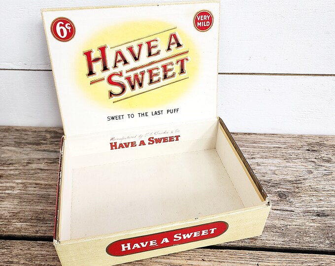Vintage Have a Sweet Cigar Box, T.E. Brooks and Co., Cardboard Cigar ...
