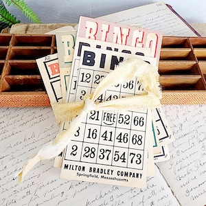 Assortiment de cartes de bingo-test vintage, une douzaine de cartes de bingo-test, cartes anciennes d'occasion, cartes de pointage vintage, éphémères, fournitures techniques mixtes, #4501