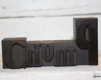 Vintage Letterpress Letters - Vintage Printing Decor - Wooden - Chomp