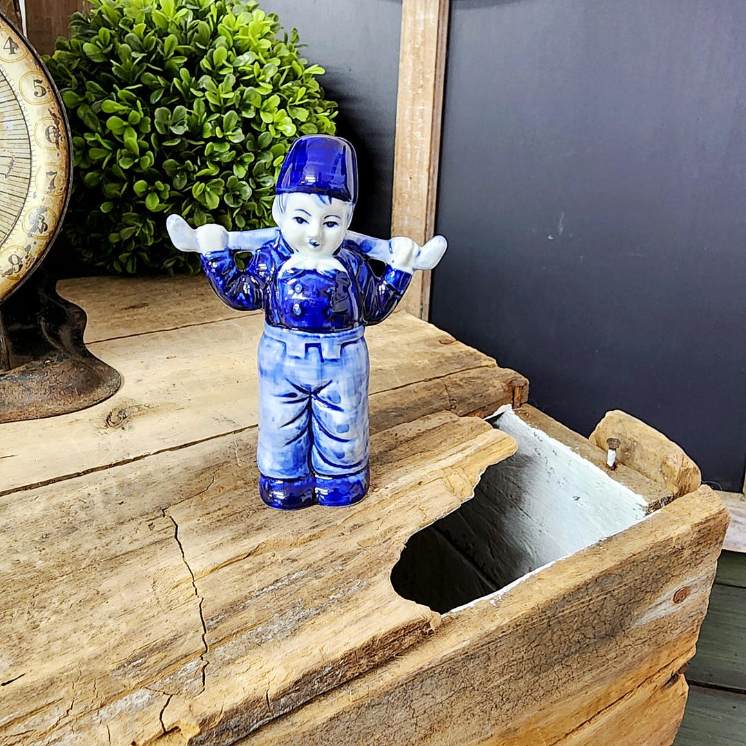 Vintage Dutch Boy Ceramic Figurine: Blue and White Collectible - Etsy