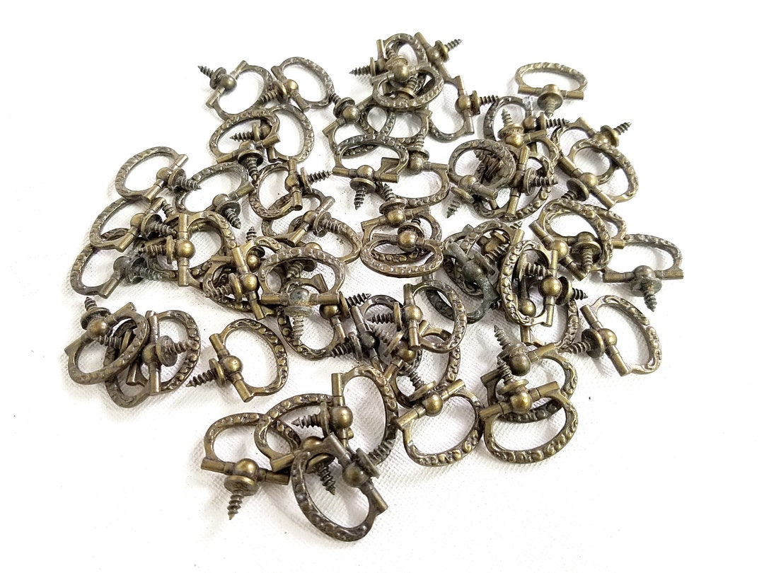 Lot of Salvaged Tiny Metal Drawer Pulls 58 Pieces Stationary Etsy