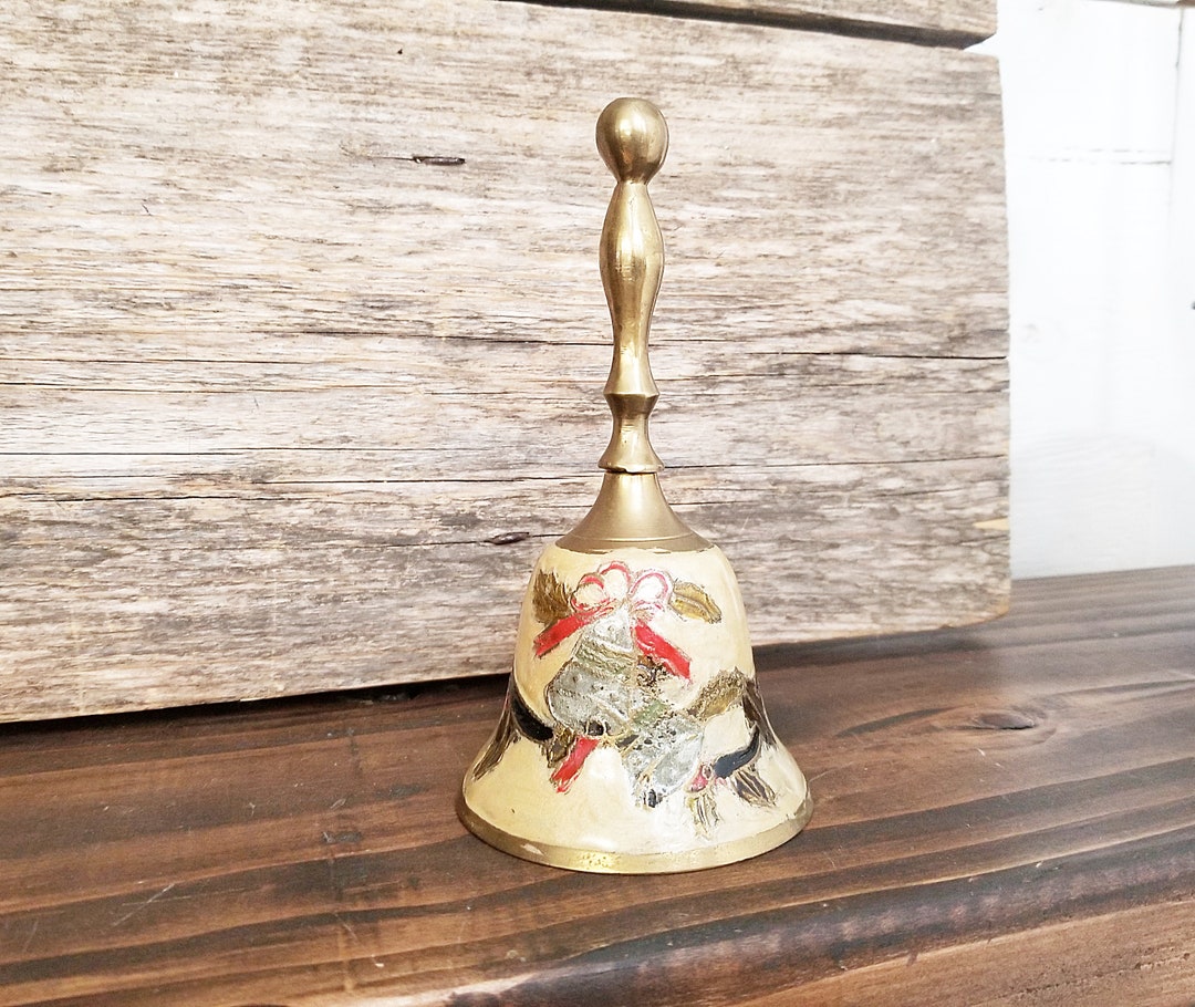 Vintage Brass Christmas Bell, Silver Bells, Patina and Age, Home Decor