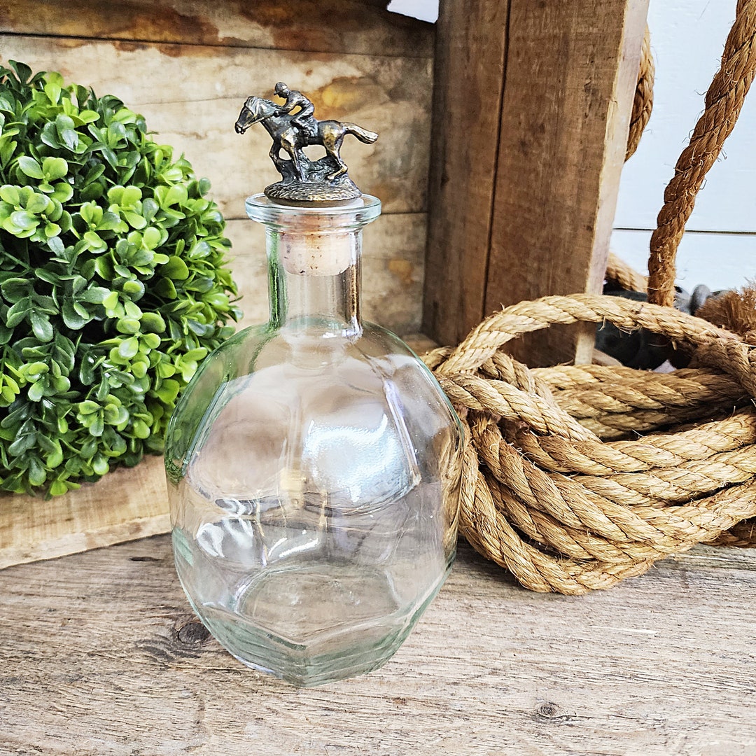 Liquor Bottle With Horse Stopper Vintage Jockey Riding Horse Etsy