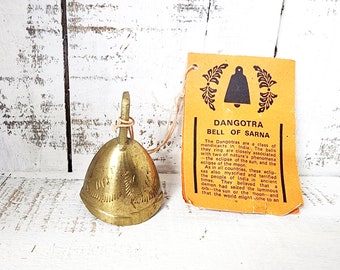 Vintage Sarna Brass Bell, Dangotra Bell of Sarna, Small Brass Bell, 2-1/8" Tall, Aged Bell, Home Decor, Collectible, #3745