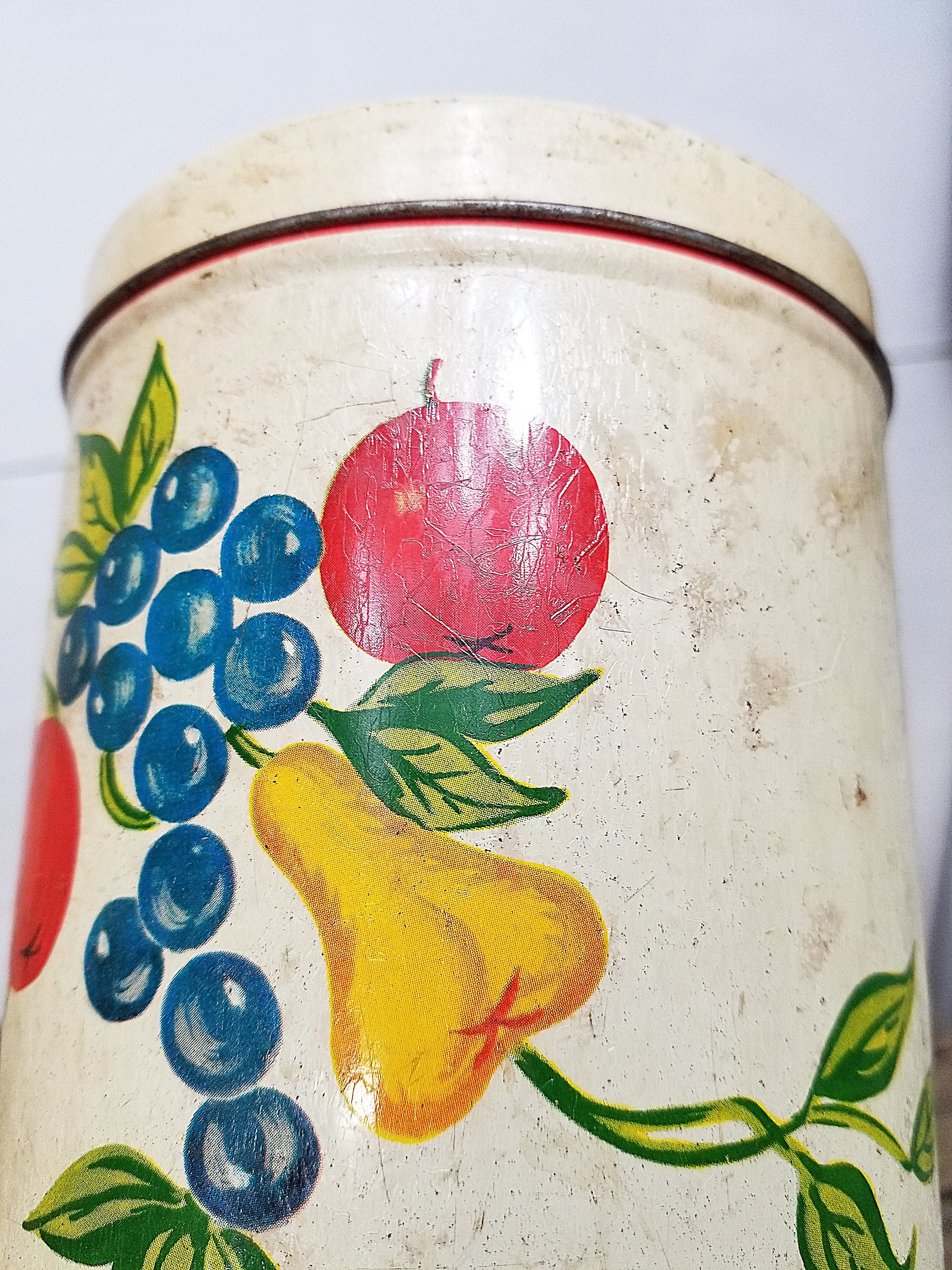 Vintage Kitchen Canisters Fruit Design Set of Three Rusty Etsy