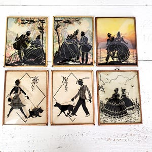 Choice 5x4 Silhouette Picture with Convex Glass, Vintage Wall Decor, Reverse Painting, Bubble Glass, Collectible, #4294