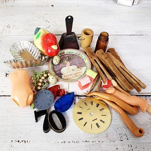 Vintage Odds and Ends, Altered Art Supplies, Random Items, Assemblage, Found Objects, Junk Art Supplies, #4108