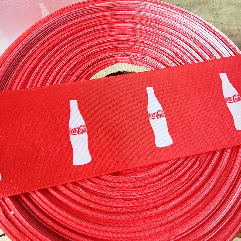 Coca-cola Satin Ribbon: 1.5 Inch, Red & White, 2 Yards - Etsy