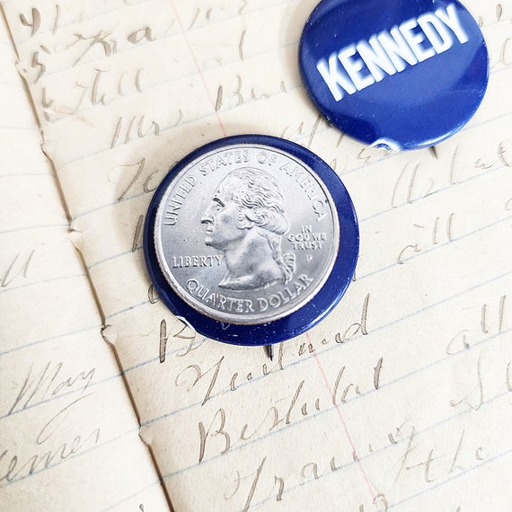 Kennedy Campaign Buttons, Two Buttons, Navy Blue … - image 2