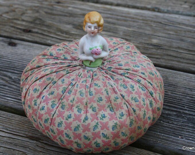 Porcelain Lady Pin Cushion Vintage Sewing Decor Vintage Etsy