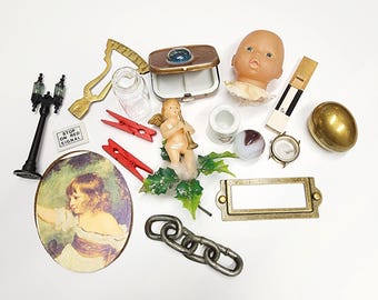 Altered Art Supplies, Assemblage, Mixed Media Art Supplies, Pre-owned, #5847