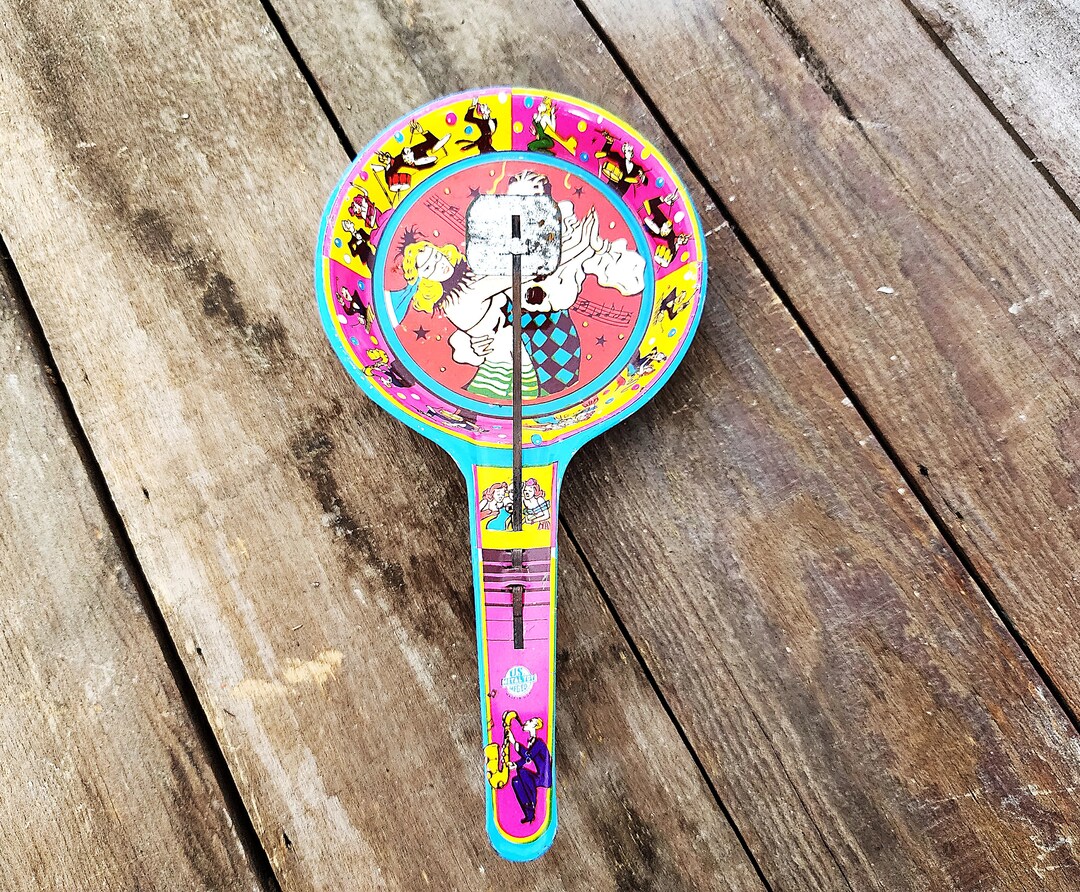 Vintage US Metal Toy Noise Maker, Masquerade Dancers, Metal Clacker, Collectible Vintage Metal