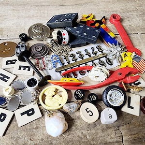 Vintage Odds and Ends, Salvaged Items, Assemblage, Altered Art Supplies, Junk Drawer Lot, Junk Art Supplies, #4661