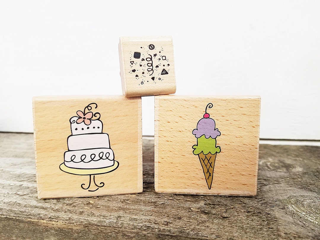 Rubber Stamps Set of Three Used Crafting Supplies Ice Etsy