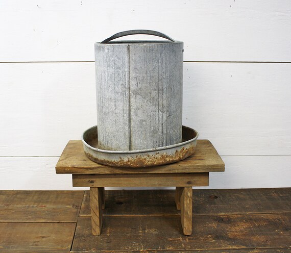 Vintage Galvanized Chicken Waterer Farmhouse Decor Rusty Etsy