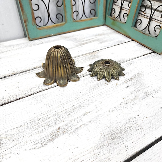 Vintage Brass Lamp Parts, Two Pieces, DIY, Lamp Supplies, Non-threaded, #5868