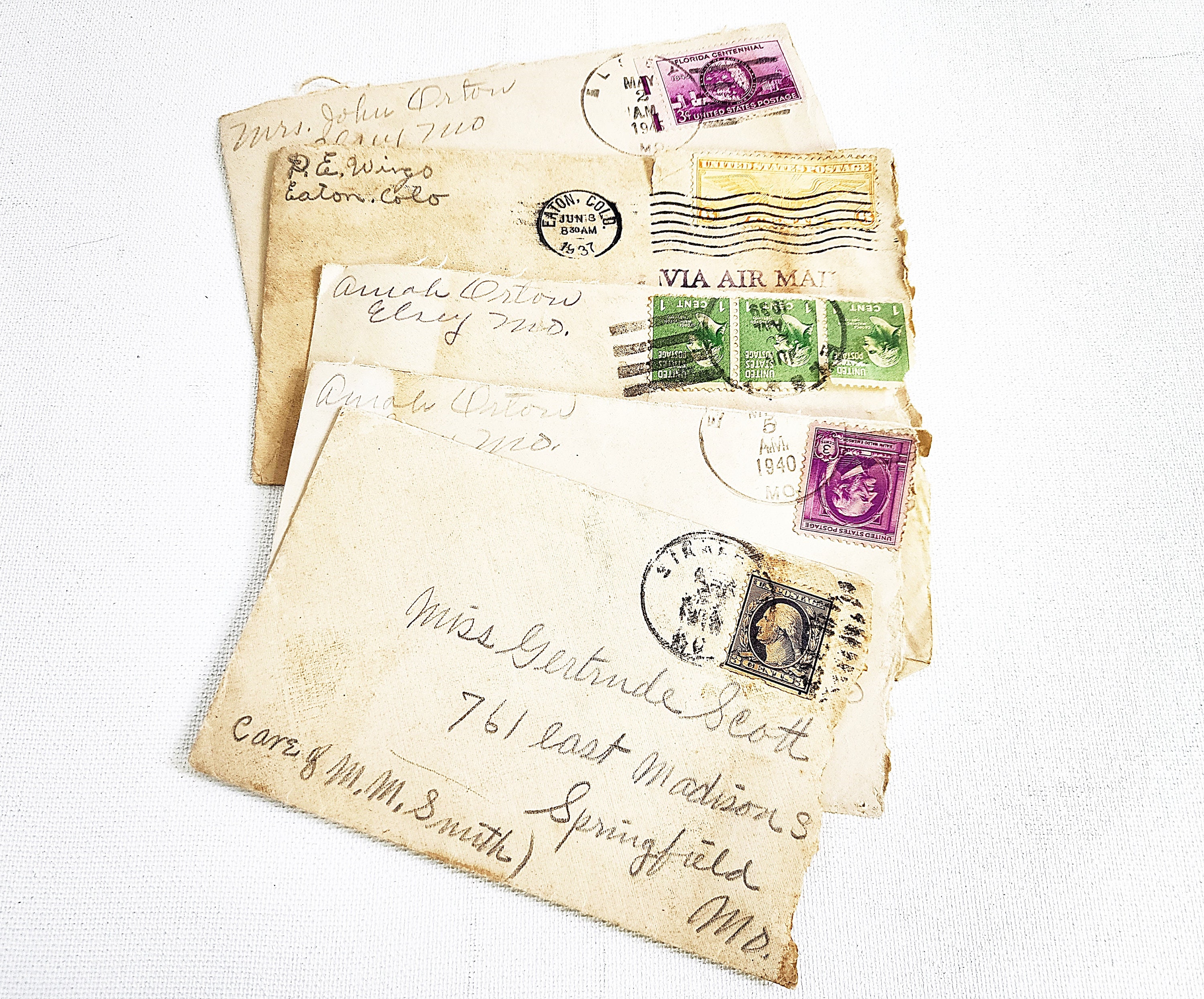 Vintage Handwritten & Typed Envelopes With Stamps. Packs of 10, 20