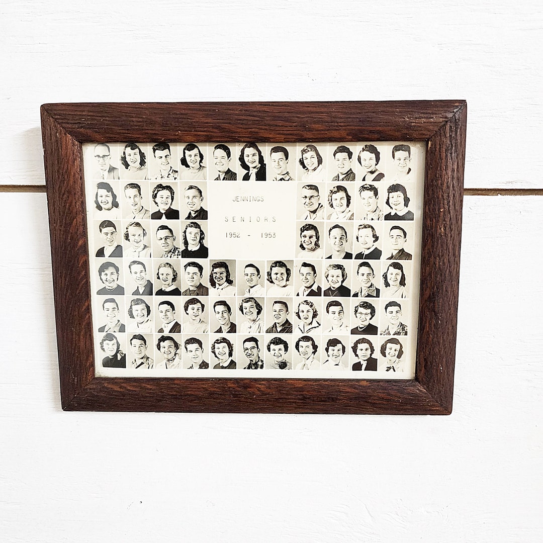 1950's Black and White Senior Class Framed Photo, Glass Front, Vintage ...