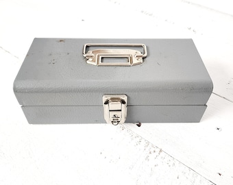 Vintage Teal Green Climax Strong Box: 1950s Steel Cash Box With