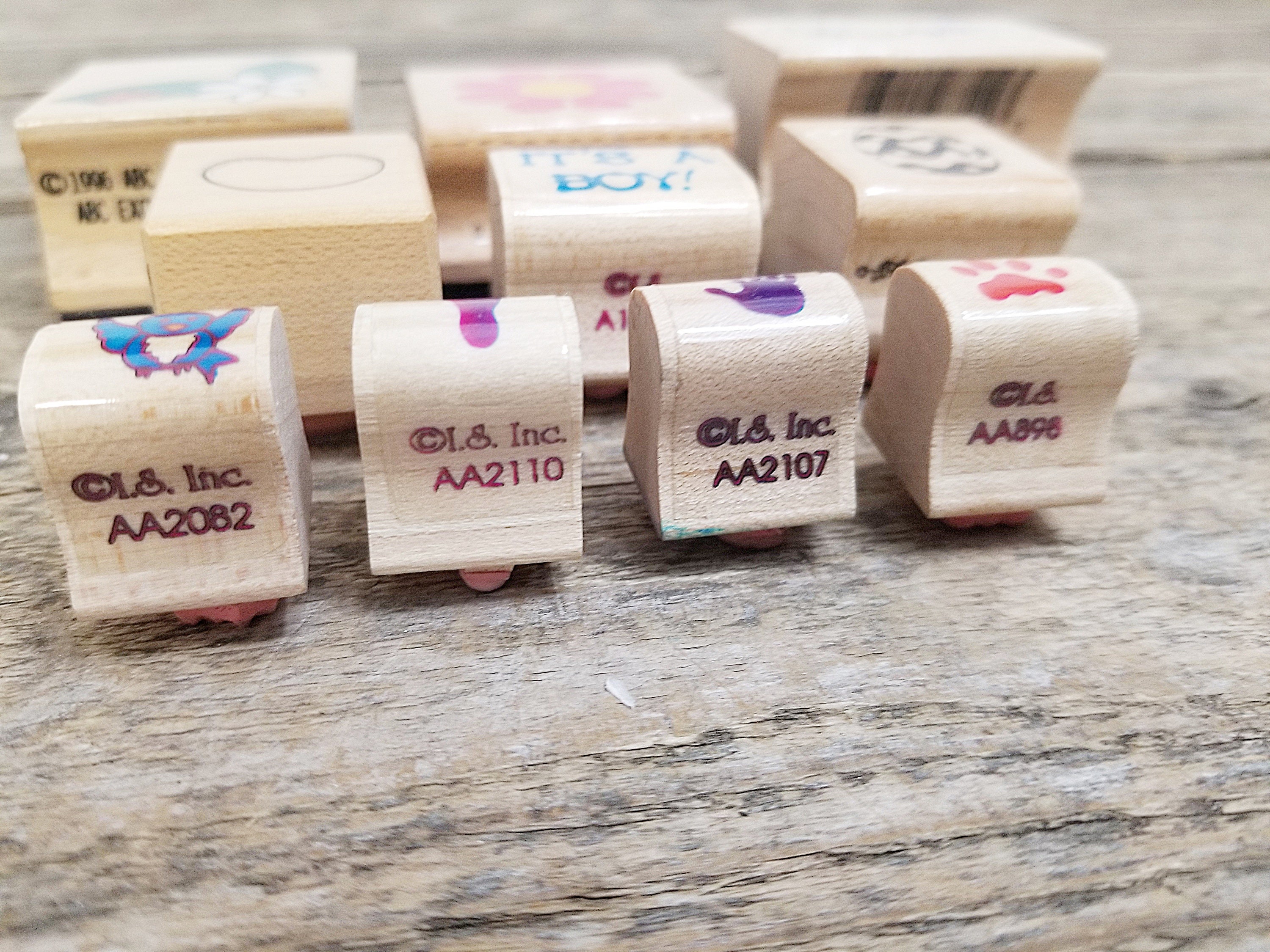 Rubber Stamps Set of Ten Used Mixed Rubber Stamps It's Etsy