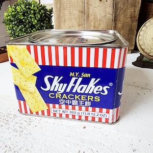 Vintage SkyFlakes Cracker Tin: Collectible Advertising Tin, M.Y. San