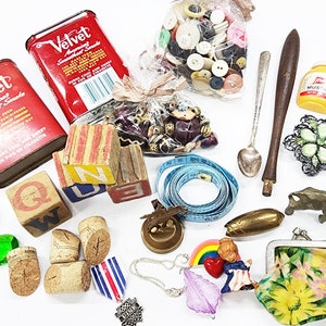 Altered Art Supplies, Found Objects, Assemblage, Odds and Ends, Aged, Small Pieces, Junk Drawer Lot, Supplies, #2939
