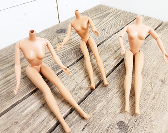 Set of Three Mattel Barbie Doll Bodies for Parts, Headless Barbie Dolls, Supplies, Salvaged, Plastic and Rubber, #3290