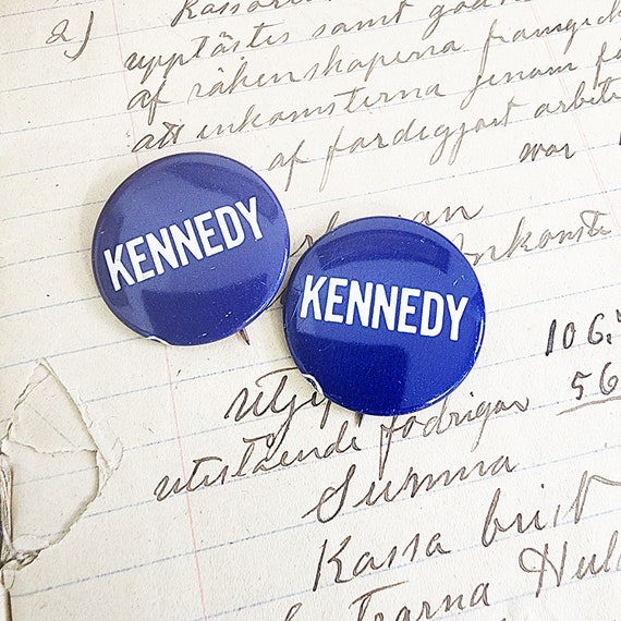 Kennedy Campaign Buttons, Two Buttons, Navy Blue … - image 6