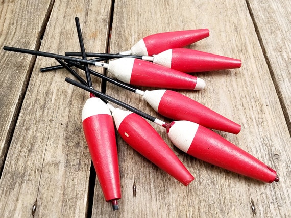 Vintage Cork Bobbers With Plastic Sticks, Set of Seven, Aged, Fishing  Decor, Supplies, Altered Art Supplies, Red and White Bobbers, 2092 
