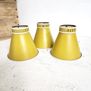 Vintage Clip-on Metal Lamp Shades, MCM Lamp Shades, Set of Three, Salvaged Lamp Supplies, Preowned, #5244
