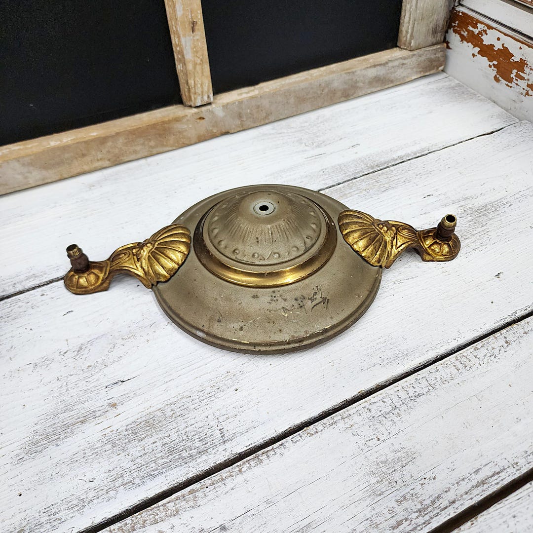 Vintage Two Pan Light Fixture Part, Salvaged Lighting Parts, Preowned ...