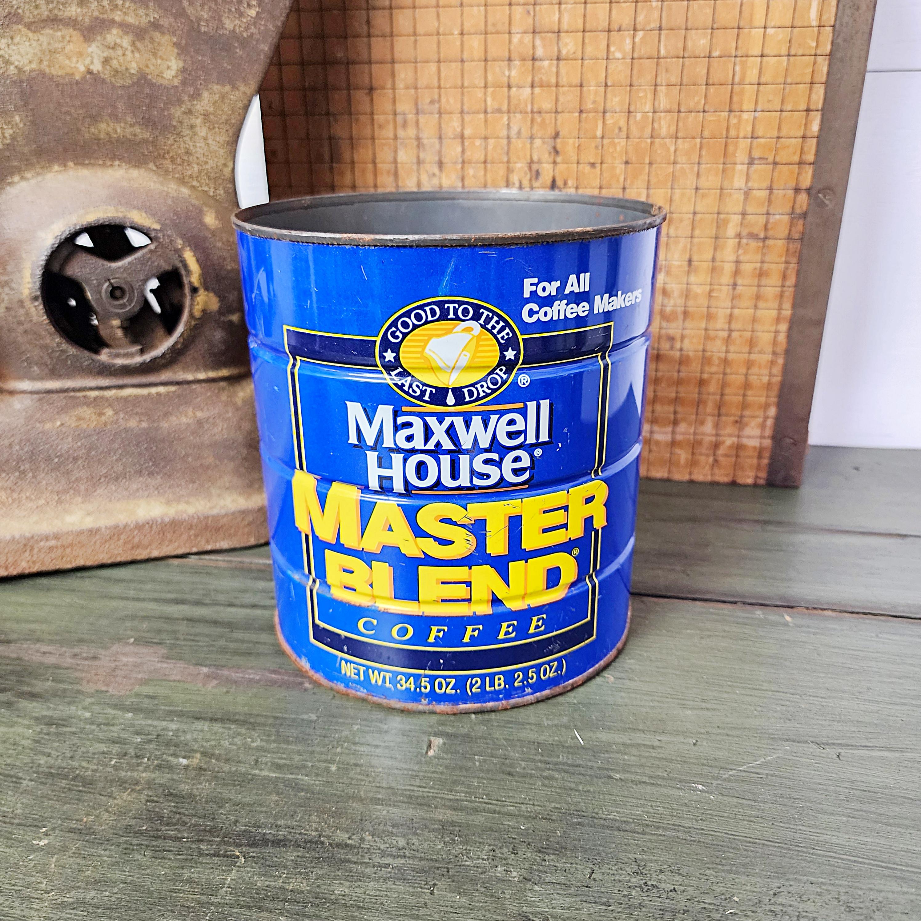 Vintage Maxwell House Coffee Can No Lid, 34.5 Ounce Can